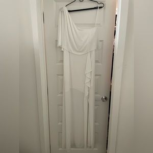 White one-shoulder dress